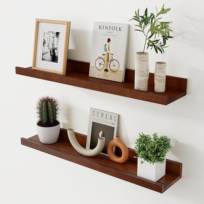 Acovy Floating Shelves for Wall, 24 inch Solid Wood Picture Ledge Shelf by Acovy