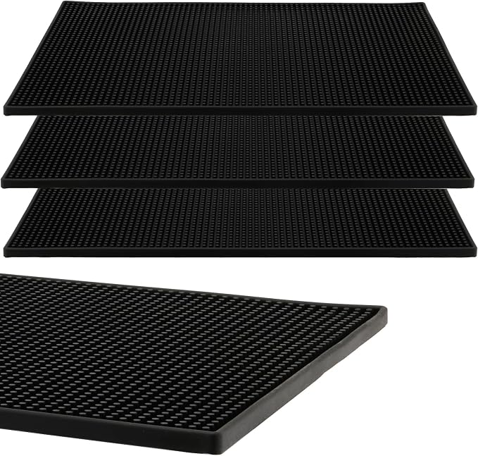 3 Pack 12 x 18 Inch Rubber Bar Service Mat, Coffee Bar Mats by ZEONHEIDIRECT