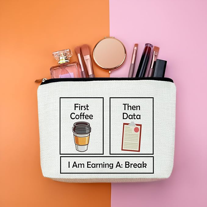 Coffee Lovers Gifts Ideas for Women Makeup Bag First Coffee Then Data I Am - Image 4