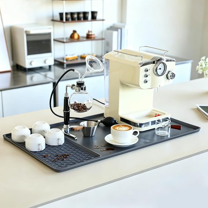Caketime 2 In 1 Silicone Coffee Bar Mat Accessories Detachable Dish Drying Rug by CAKETIME