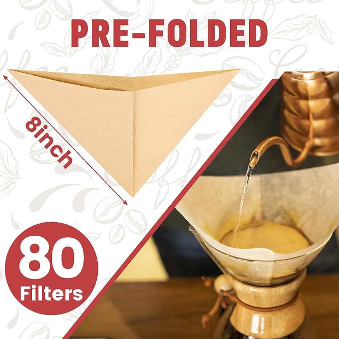 Pre-Folded Unbleached Cone Coffee Filters – Premium Thick Paper, Compatible - Image 2