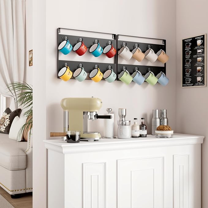 IBUYKE Mug Racks for Wall, 24-Hook Large Coffee Mug Holder Wall Mounted - Image 3