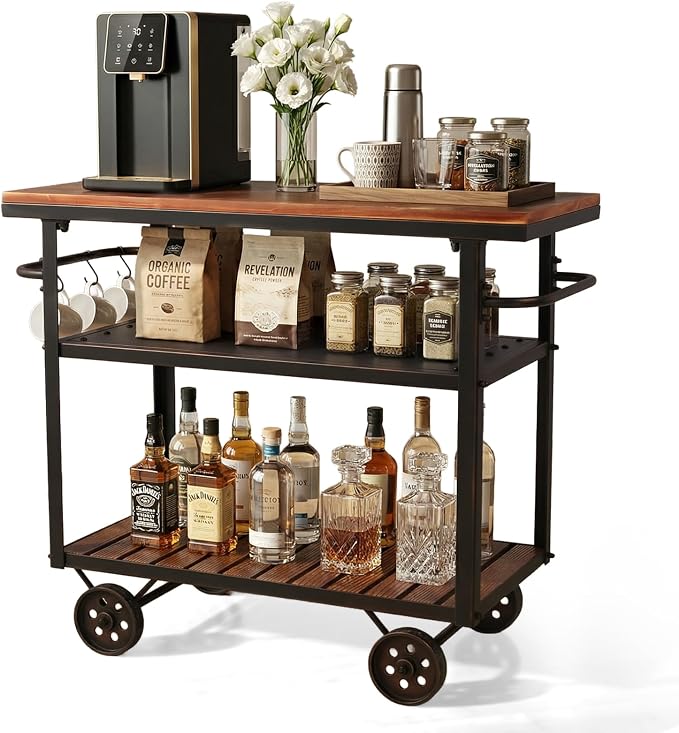 Farmhouse Mobile Cart with Wheels by BOKKOLIK