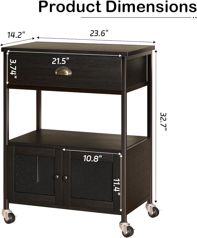 Catrimown Coffee Bar Cart Cabinet, 3 Tier Coffee Station Table on Wheels - Image 2