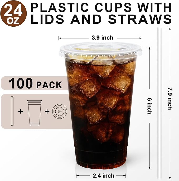 Lamosi 100 Pack 24 oz Clear Plastic Cups - Image 2