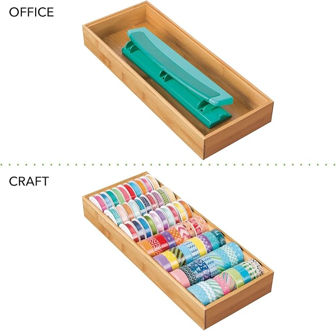 mDesign Wooden Bamboo Drawer Organizer - Image 7