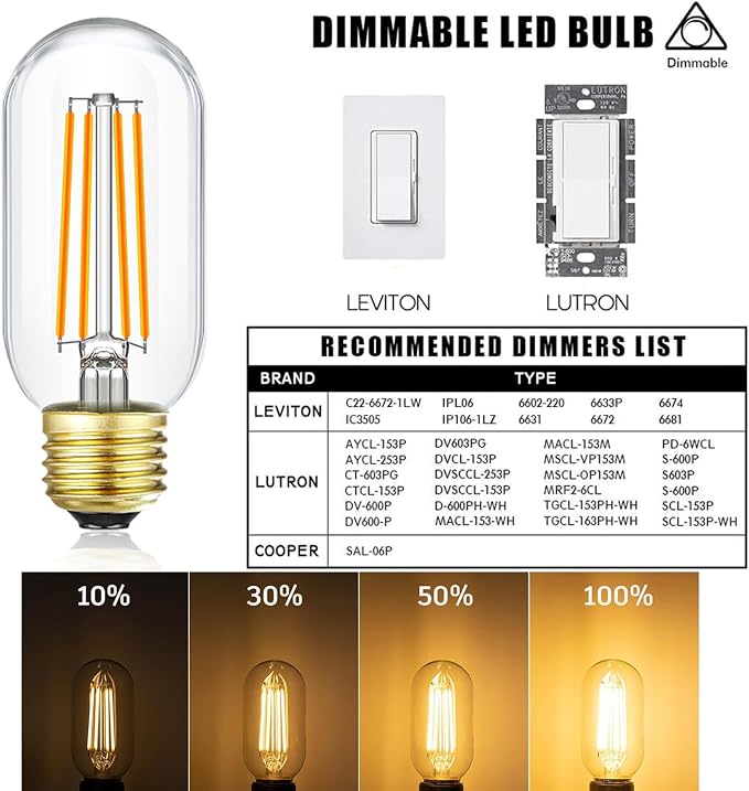 Leools E26 LED Bulb 8W Equivalent e26 led Bulb 75 Watt Dimmable E26 Edison Bulb - Image 5