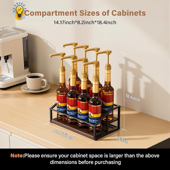 kimilus Coffee Syrup Organizer Rack, Liquor Bottle Display Shelf, 2 Tier 8 - Image 3
