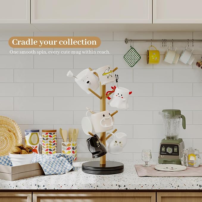 Mug Holder Tree, 360° Rotating Coffee Cup Rack - Image 5