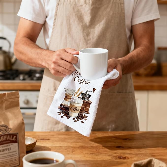 CUTHOLLOW Coffee Decorative Kitchen Towels Set of 4, 15.74"x23.62" Soft & - Image 6