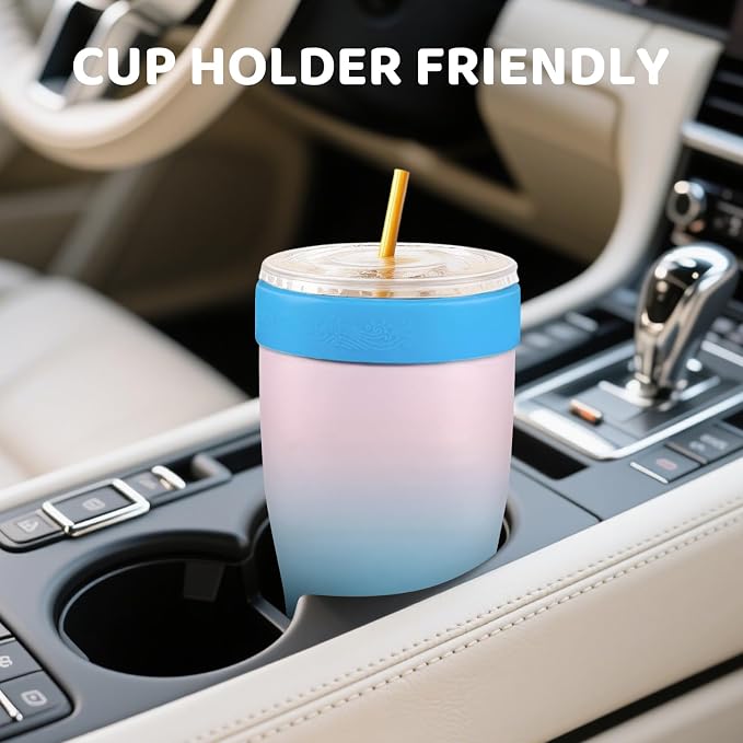 Universal Iced Coffee Sleeve, 32oz Double Wall Stainless Steel Insulator Fits - Image 6