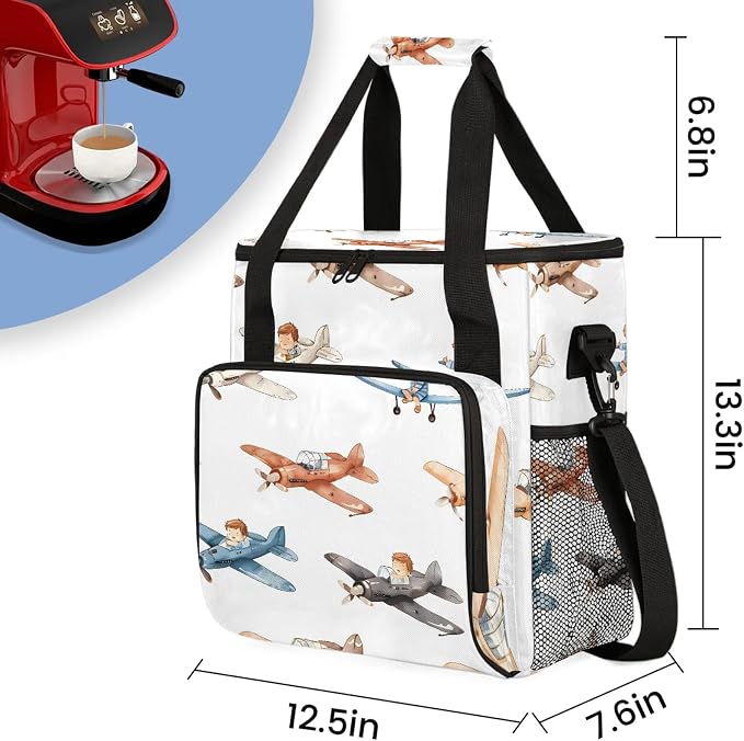Airplane Cartoon Cute Coffee Maker Carring Bag, Large Insulated Storage - Image 2