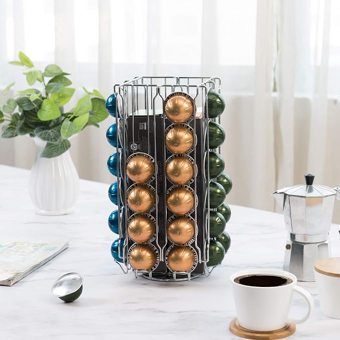 MyGift 48 Pod Stainless Steel Silver Metal Coffee Pod Holder Storage Organizer - Image 3