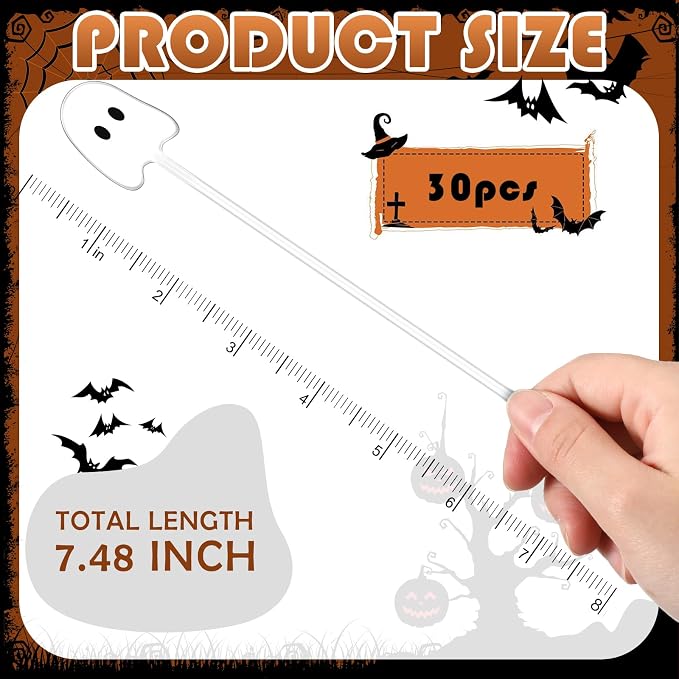 SiliFine 30 Pcs Halloween Swizzle Sticks Plastic Coffee and Cocktail Stirrers - Image 2