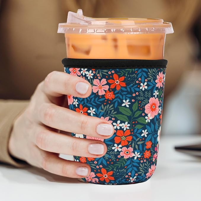 Reusable 3-Pack Iced Coffee Cup Sleeve, Insulated Neoprene, Beverage Holder - Image 3