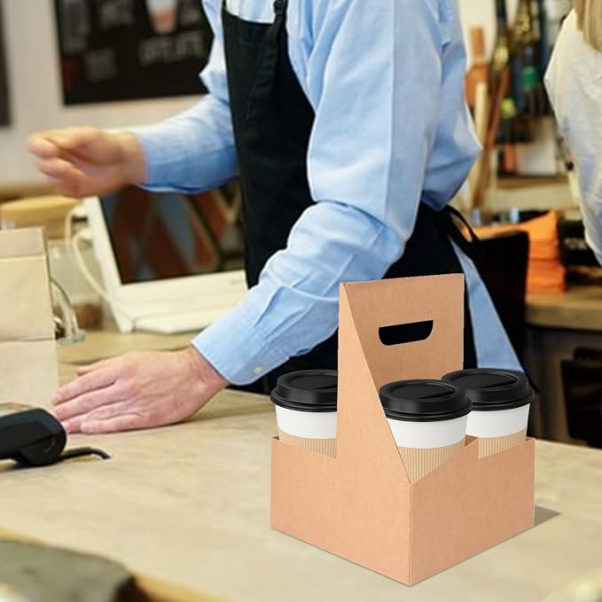 50 Pack 4 Cup Drink Carrier, to Go Coffee Cup Holder - Image 6