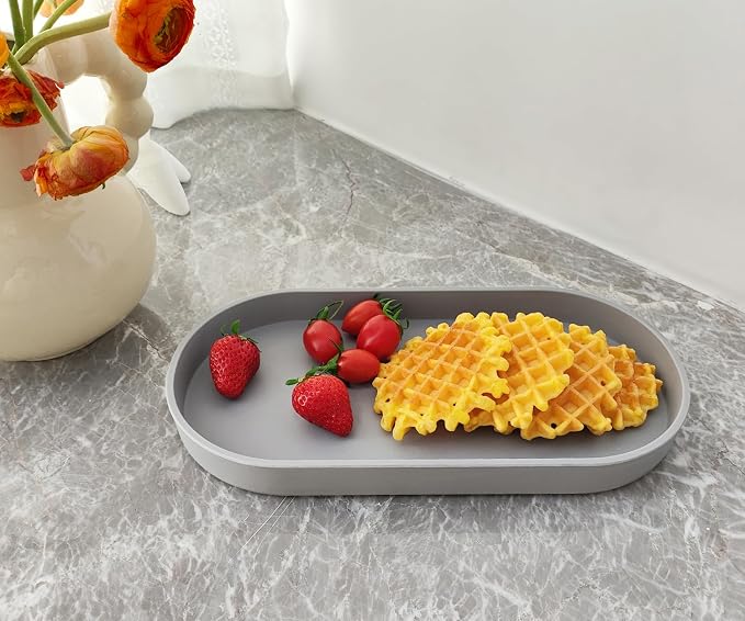 Gray Small Oval Tray, 3 Pack, Countertop Organizer | - Image 3