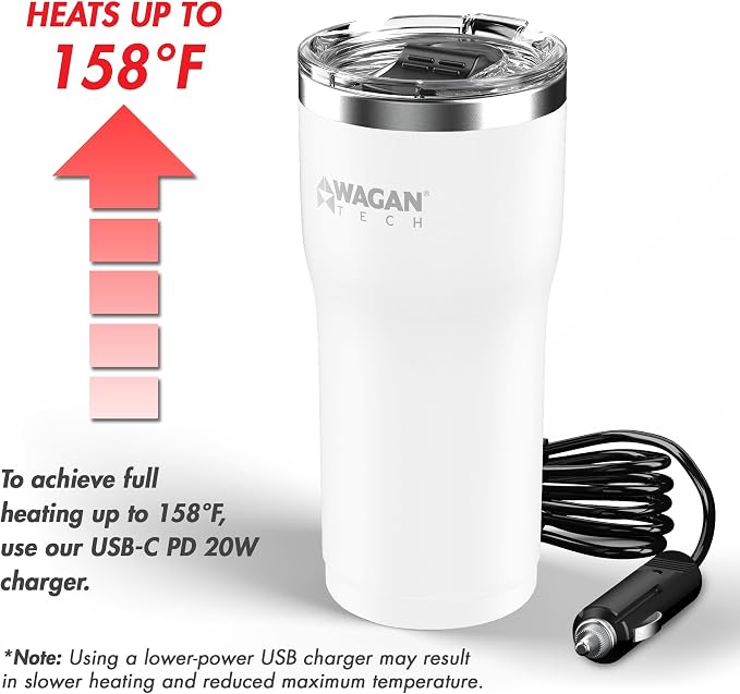 Wagan EL6102 12V Travel Car Heated Mug Portable 16oz Stainless Steel Anti-Spill - Image 4