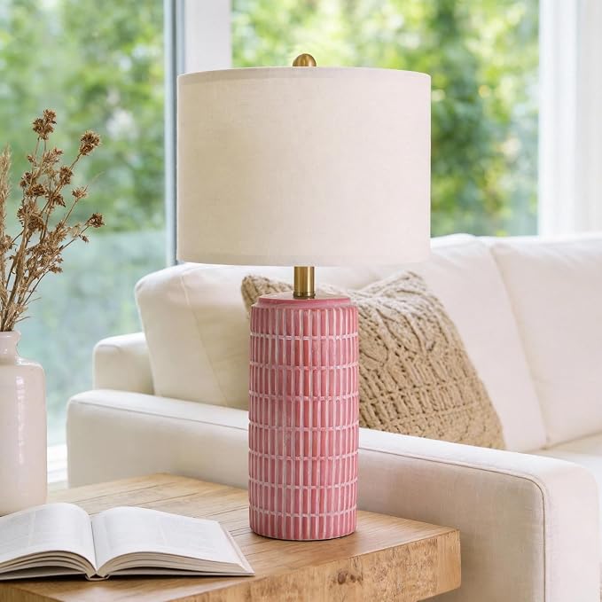 PoKat 23" Ceramic Table Lamps for Living Room, Farmhouse Bedside Lamps Set of 2 - Image 2