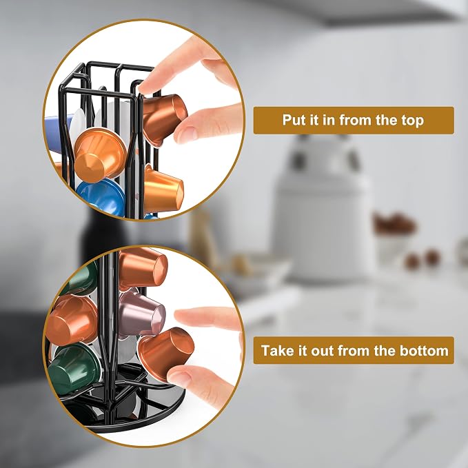 Coffee Pod Holder for Nespresso OriginalLine Capsules, Rotating Carousel Coffee - Image 7