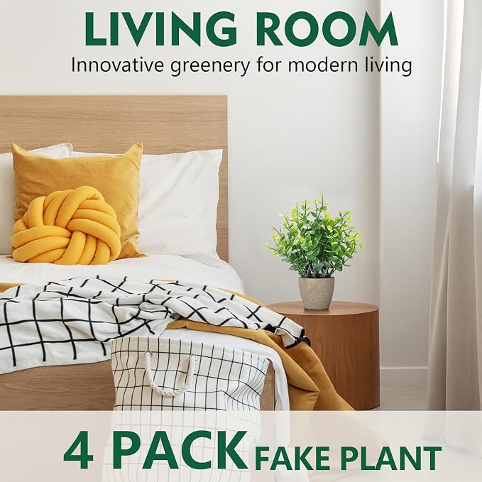 FAVOWREATH 2 Pack Fake Plants Ceramic Mini Artificial Greenery Potted Plants - Image 5