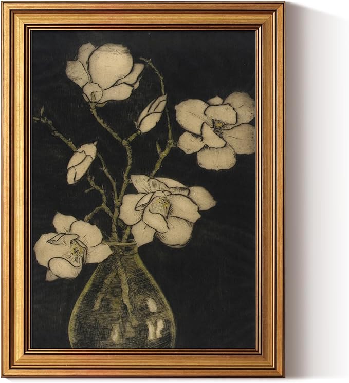ARPEOTCY Gold Framed Canvas Wall Art, 12x16 Inch Vintage Botanical Floral Still by ARPEOTCY