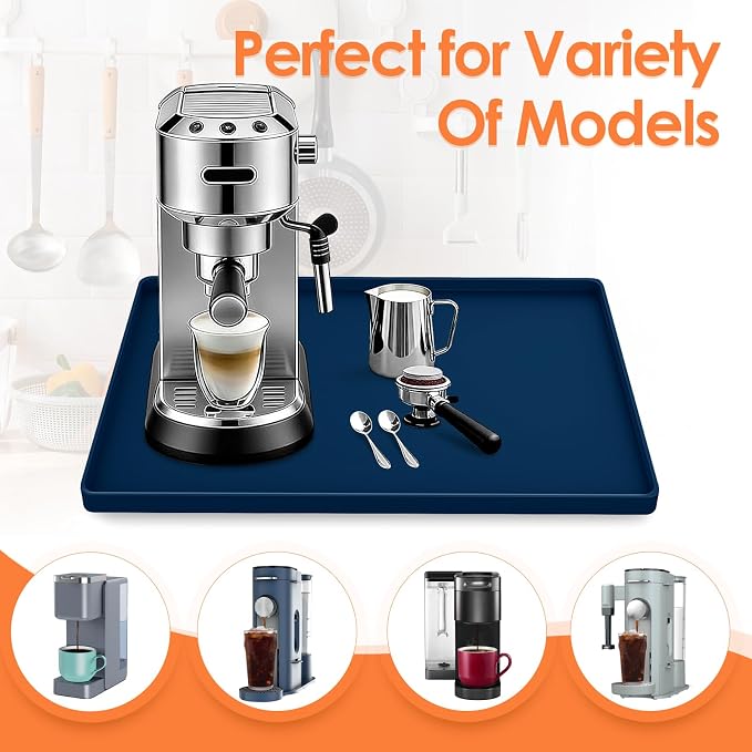 Silicone Coffee Maker Mat with Lip, 15.7'' x 11.8'' Heavy Duty Coffee Maker Mat - Image 6