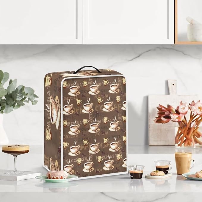Coffee Cup Print Coffee Maker Dust Cover Small Kitchen Appliance Cover - Image 3