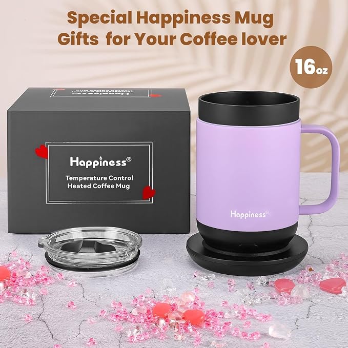 Happiness Smart Heated Coffee Mug, Rechargeable Electric Self Heating - Image 4