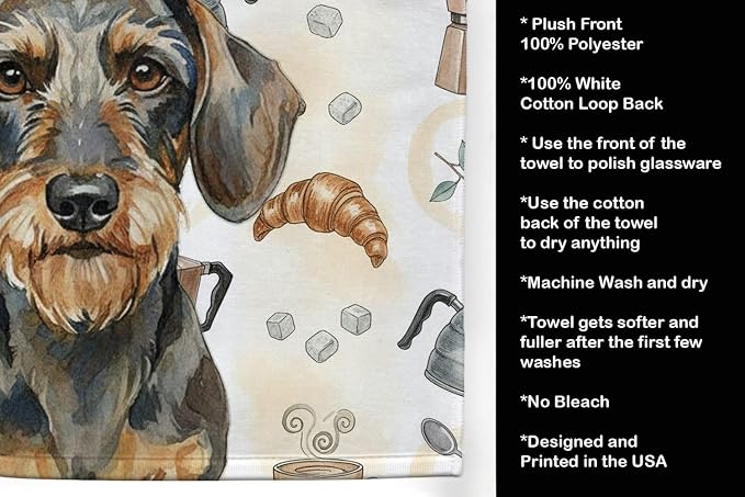 Caroline's Treasures Wirehaired Wild Boar Dachshund Coffee Bar Kitchen Towel - Image 4