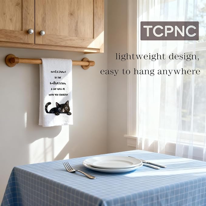 Funny Black Cat Bathroom Towel, Cute Black Cat Hand Towel - Image 4