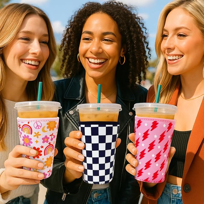 Reusable Insulated Neoprene Iced Coffee Cup Sleeve, Durable Drink Sleeve - Image 3
