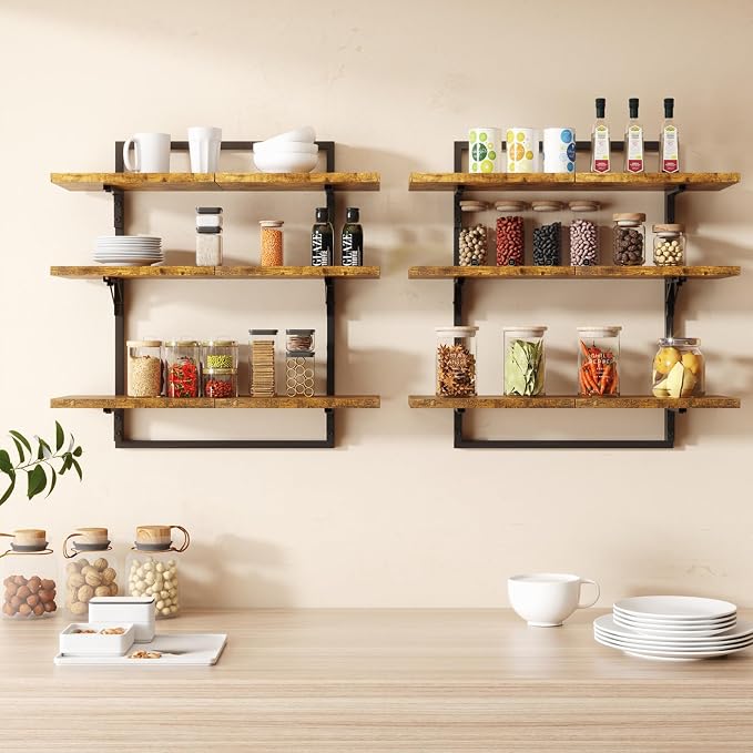 Floating Shelves for Wall, 24 inch Kitchen Shelves Wall Mounted, 3 Tier Coffee - Image 5