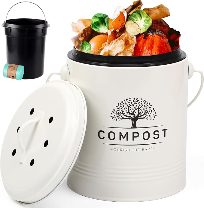 Perfnique Kitchen Compost Bin, 1.3 Gallon Countertop Compost Bin by PERFNIQUE