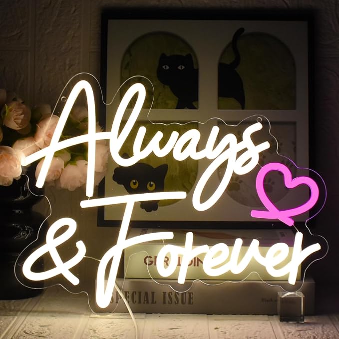 Always Forever Neon Sign Warm White Neon Light Sign, Letters Wedding Led Neon by UExnkj-Y