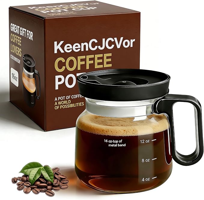 16 Oz Glass Mini Coffee Pot Mug by Unknown