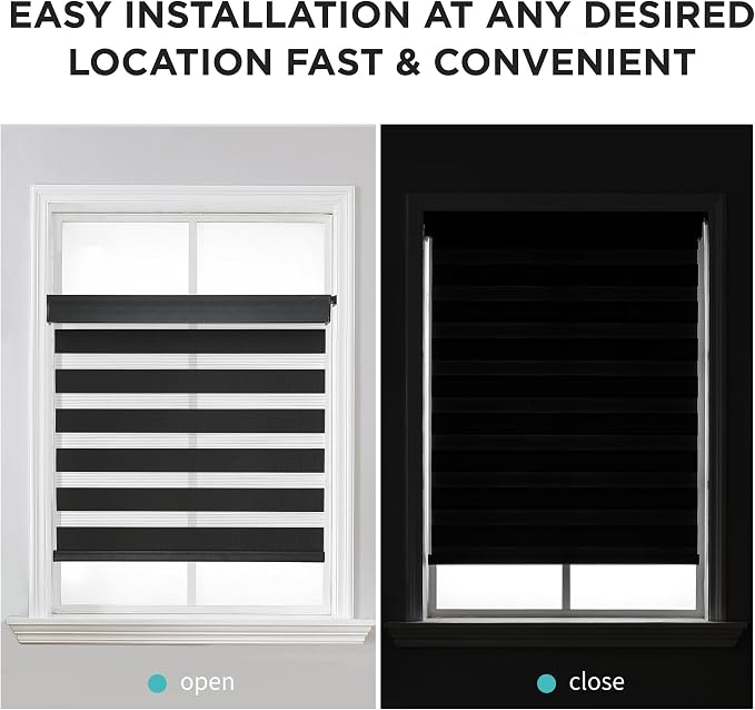 Joydeco No Drill Zebra Blinds for Windows, Cordless Day & Night Dual Sheer - Image 7