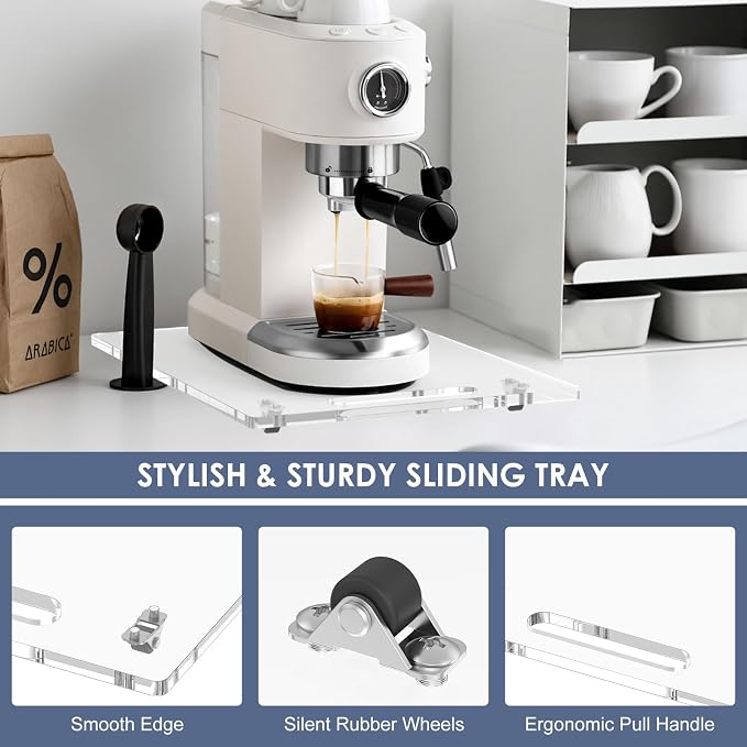 Sliding Tray for Coffee Maker, 9.8" x 14" Acrylic Appliance Sliders - Image 5