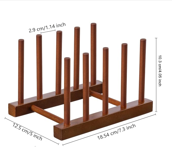 HBlife Teak Dish Plate Bowl Cup Book Pot Lid Cutting Board Drying Rack Stand - Image 2