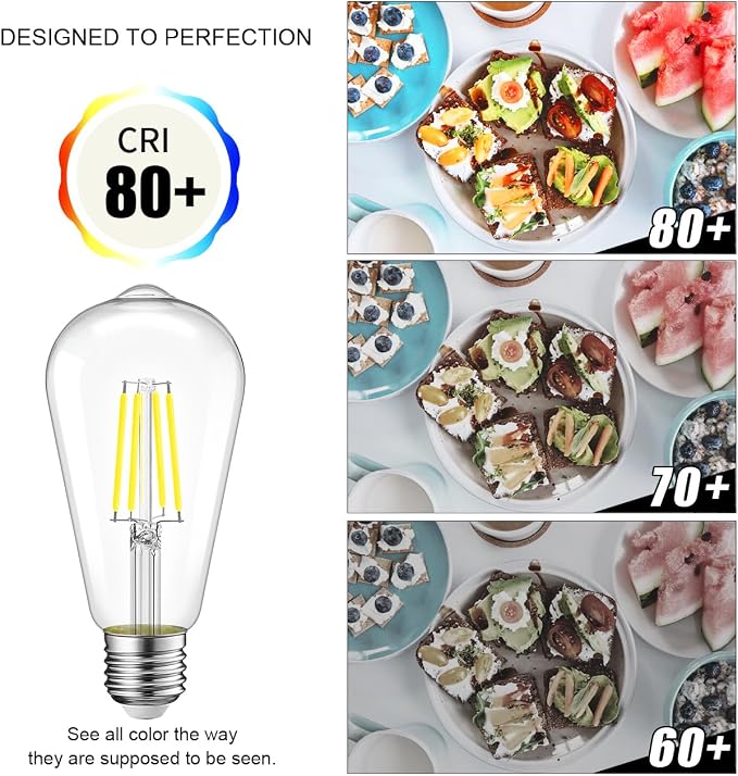 LVWIT ST21 LED Edison Light Bulbs 5W Dimmable 5000K Warm White Vintage Edison - Image 6