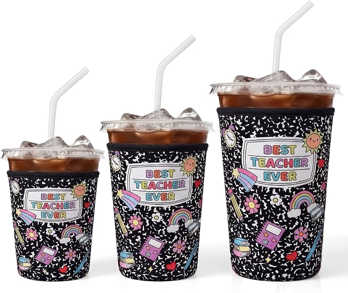 FoldTier 3 Pcs Teacher Appreciation Gifts Teachers Cup Sleeves Iced Coffee by FoldTier