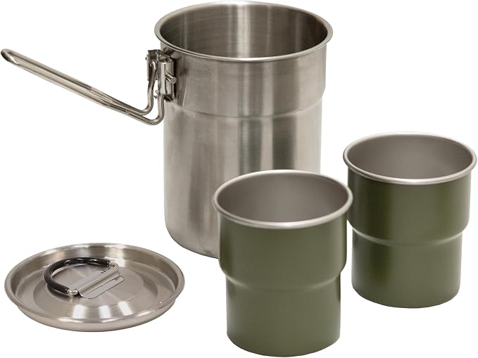 Stansport Stainless Steel Camping Cookware Set – Durable Nesting Mess Kit by Stansport