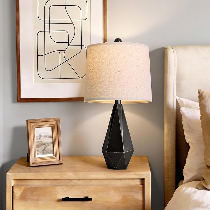 PoKat Table Lamps Set of 2 for Bedroom, 23.5'' High Farmhouse Nightstand Lamps - Image 2