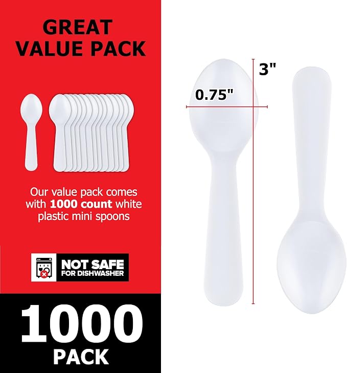 Stock Your Home 1000 Count 3-Inch Plastic Mini Taster Spoons - Image 2