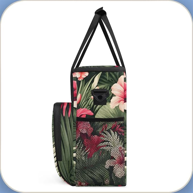 Tropical Floral Plant Coffee Maker Carring Bag, Large Insulated Storage - Image 4
