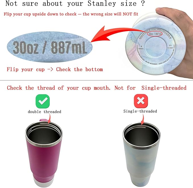 30oz Flip Straw Leak Proof Lid for Stanley Cup Accessories, 2 Pack No Spill Lid - Image 2