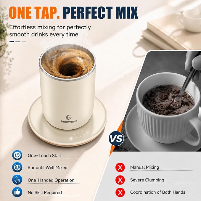 Self Heated Stirring Coffee Mug, 10oz Auto Mixing Cup - Image 2