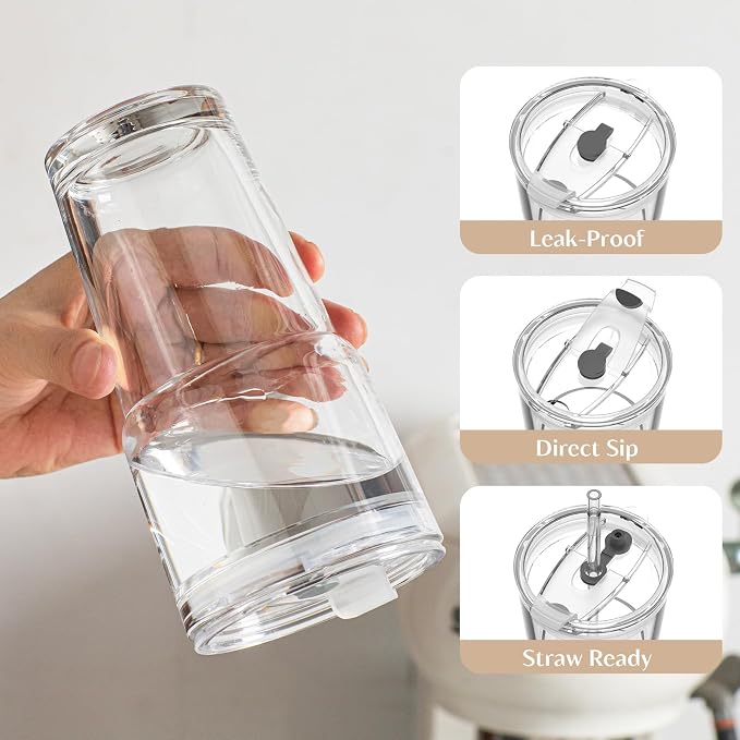 INSETLAN 20oz Clear Glass Cup - Image 4