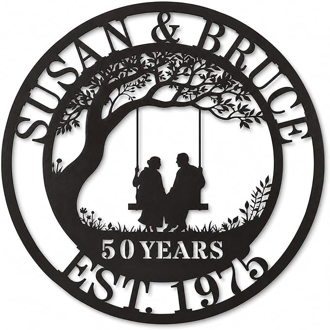 Personalized Wedding Anniversary Sign Gifts, Custom 50th 40th 65th 60th 25th by HZYCYYFC