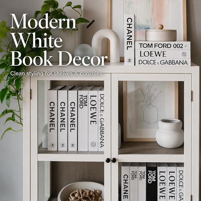 PROBENEX 4 Pcs Decorative Books | Faux White Coffee Table & Shelf Decor | - Image 6
